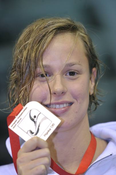2008 a Rijeka si svolgono i Canpionati europei in vasca corta, Federica  oro nei 200 mt sl bissando il successo dell’Olimpiade di Pechino e ritoccando il suo record del mondo da lei precedentemente stabilito con un nuovo 1’51”85 (LaPresse)